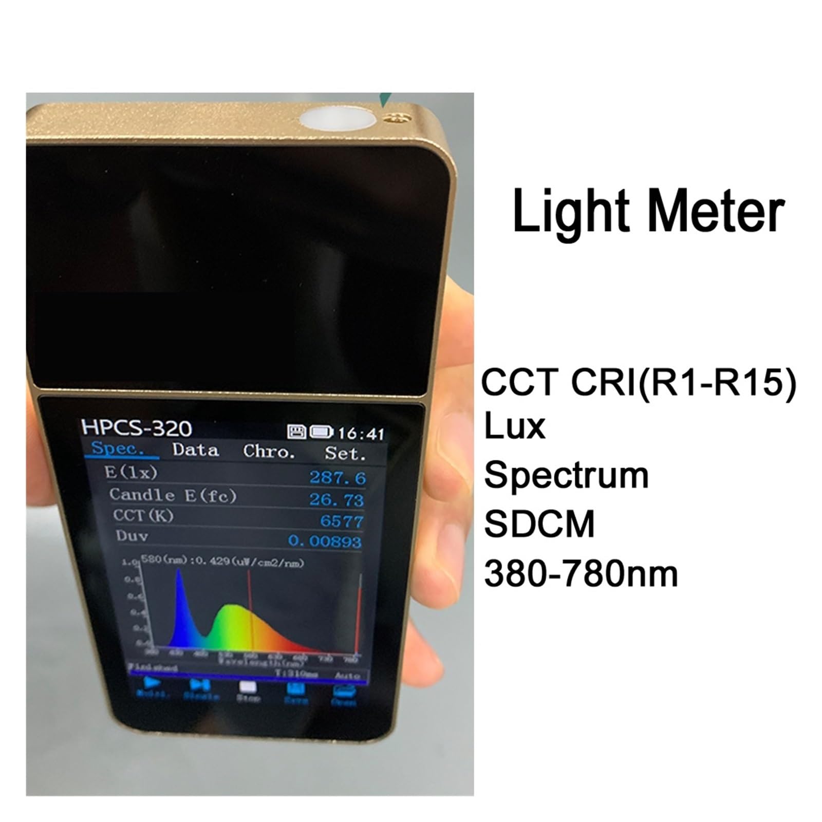 Espectrómetro, Espectrómetro Portátil Más Económico, Medidor CCT CRI HPCS320, Sensor Superior