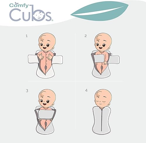 Miniatura 4 de Comfy Cubs Manta envolvente para bebé, niña, niño, fácil cremallera, paquete de 2 unidades, saco de dormir para recién nacidos (grande de 3 a 6