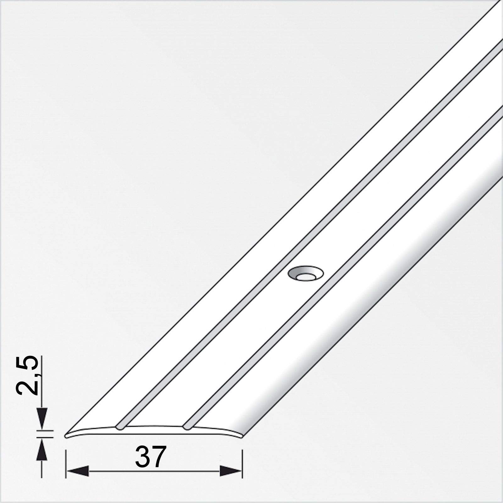 2 piezas SOTECH Perfil de Transición Cross Aluminio Anodizado Bronce 1000 x 37 x 2 mm Riel de transición perforado que incluye juego de fijación riel de piso