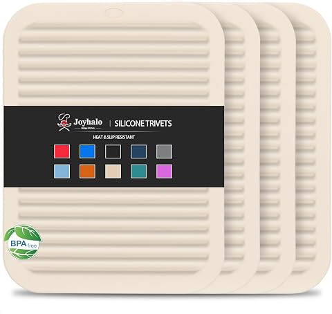 Joyhalo 4 Pack Square Silicone Trivets