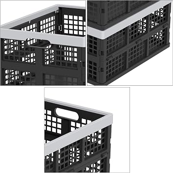 34 L Collapsible Storage Crate, Folding Plastic Crates, 4 Packs