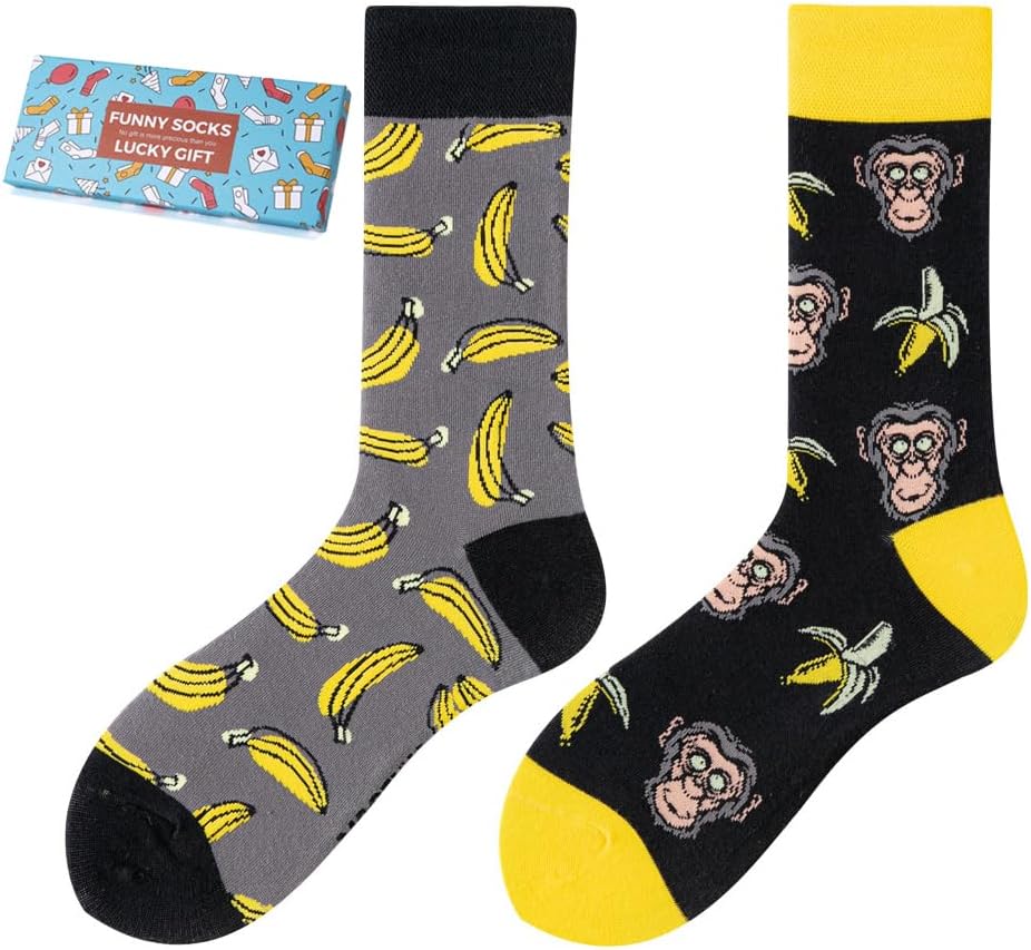 Funny Novelty Socks Unisex Unique Asymmetric Left & Right Designs Pattern Gifts for Women Men