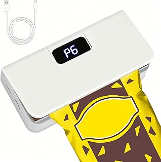 Mini Bag Sealer, 6 Gear Adjustable Bag Sealer for Plastic Bags | Rechargeable Sealer Machine with LED Power Display, Portable Heat Sealer and Cutter, Bag Resealer for Chips Snacks Mylar