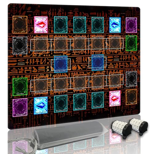 Stitched for Yugioh Playmat, 2-Player, Master Rule Duel Field Zones, Large Card Game Mat, Original Art Designs & Accessories (Egypt)