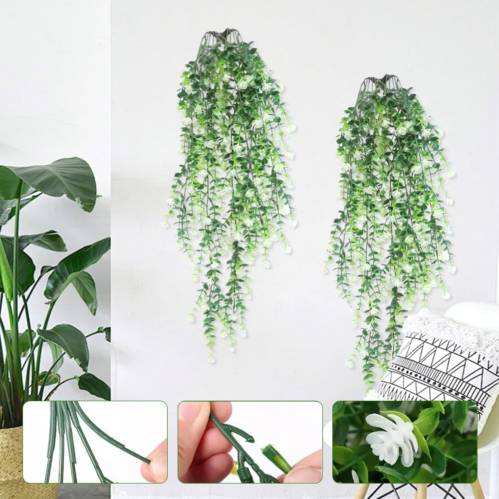 2 Künstliche Hängepflanzen à 80 Cm - Täuschend Echte Deko Aus Kunststoff, Für Wohnzimmer, Balkon, Büro (innen/außen)