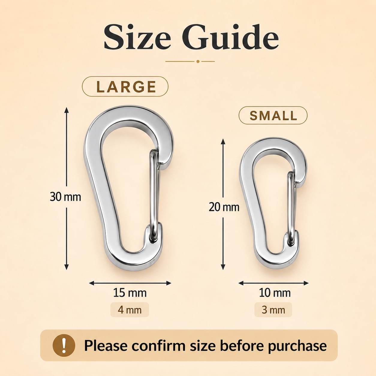 Bemaystar 4PCS Pet Tag Clips, Stainless Steel Cat and Dog Tag Clip, 30MM+20MM Tag Connector, Mini Carabiner Pet ID Tag Holder for Dog/Cat image 2