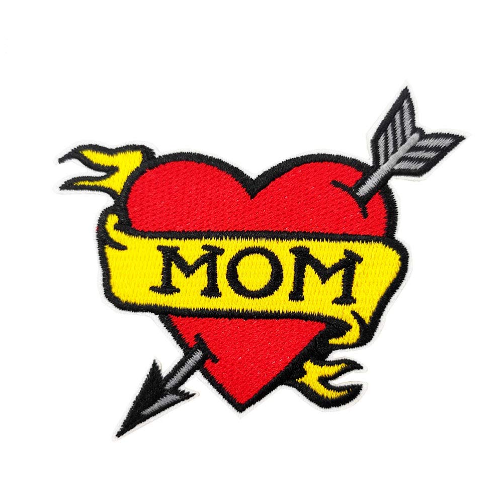 I Love My Mom Shirt DIY, Love Mommy Mom Banner Embroidered Iron on Patch Gift for Mother