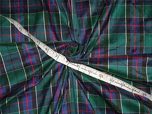Scottish Tartan Check ~ Silk Dupioni Fabric~Width 54 "DUP#C13 Sold by The Yard