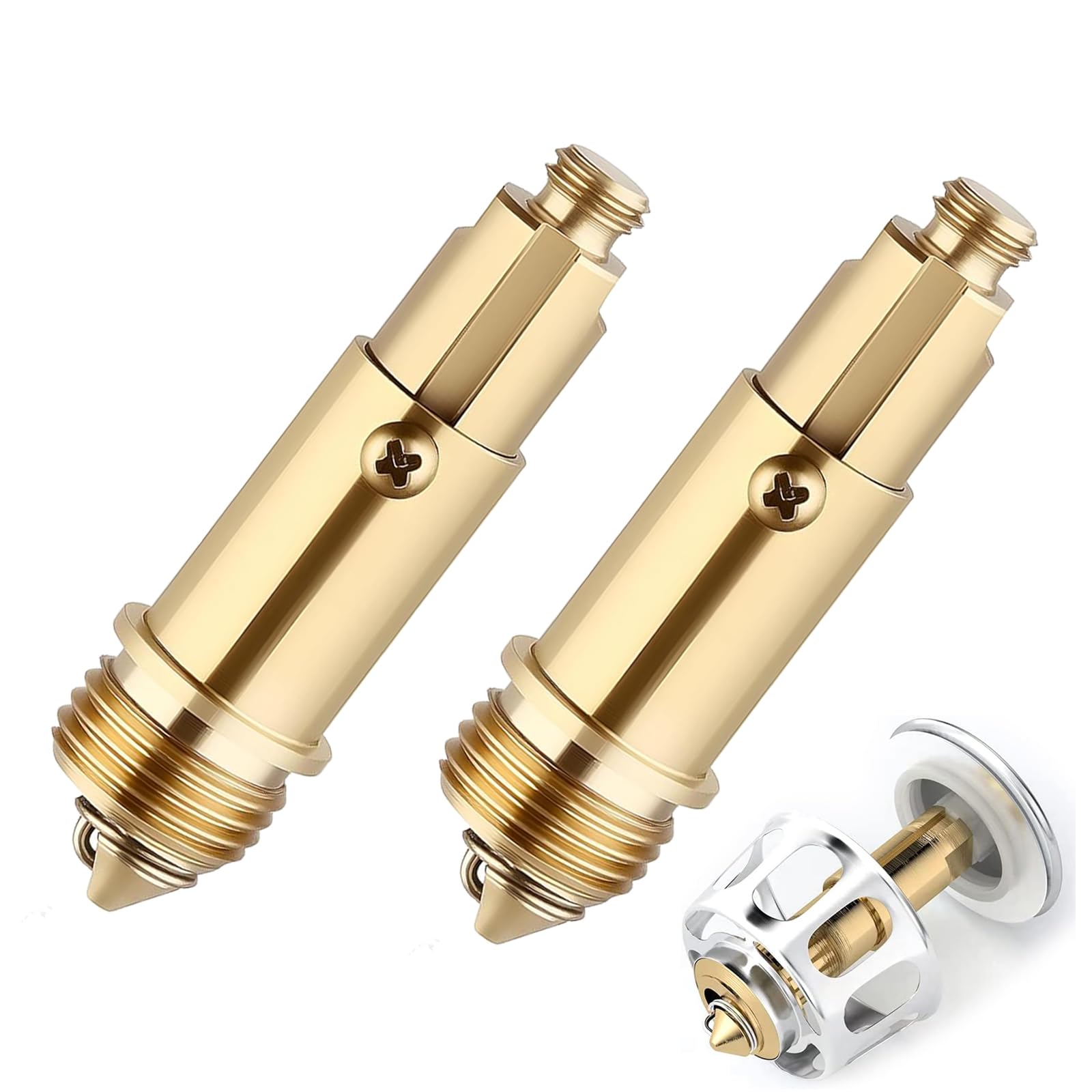 2 PCS Pop up Sink Plug Replacement, Pop up Bath Plug, Pop up Plugs for Wash Basins, Pop up Clack Slotted Plug Bolt Replacement Screw, for Most Sink Basin Drain Stopper(Gold)