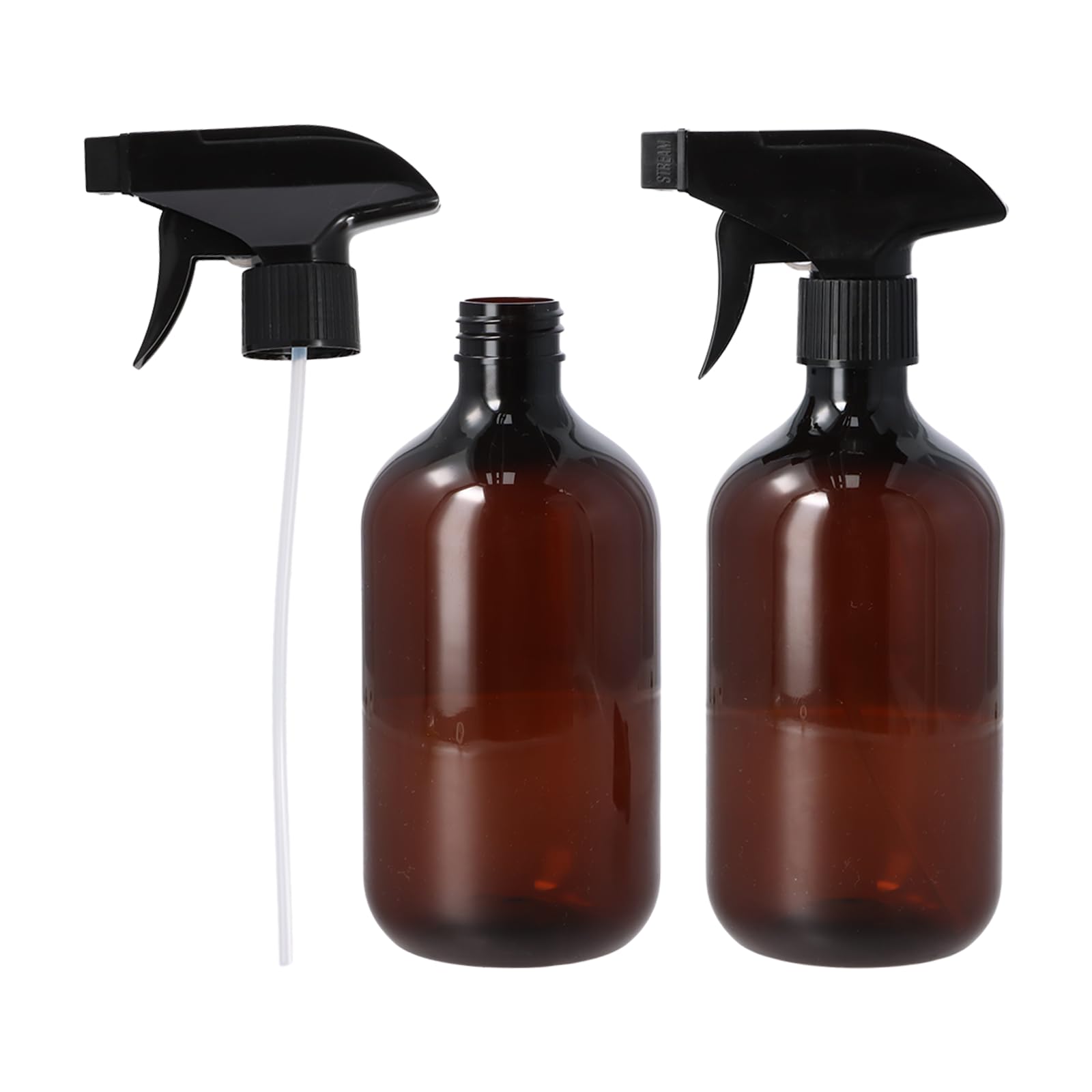 2 Piezas Botella de Spray 500 ml, Pulverizador Agua Peluqueria, Botellas de Plástico Reutilizables para Hogar, Jardín, Cocina y Limpieza, Frasco de Spray Vacío (marrón)