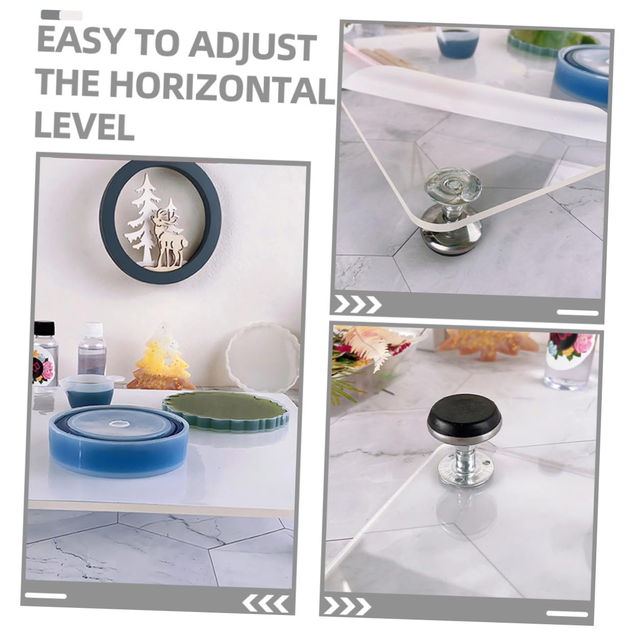 Verstellbare Nivellierplatte aus Acryl mit Höhenverstellbarer Selbstgemacht Funktion und Weißem Design für Büro und Studium zur Präzisen Epoxidharz Tischplatte