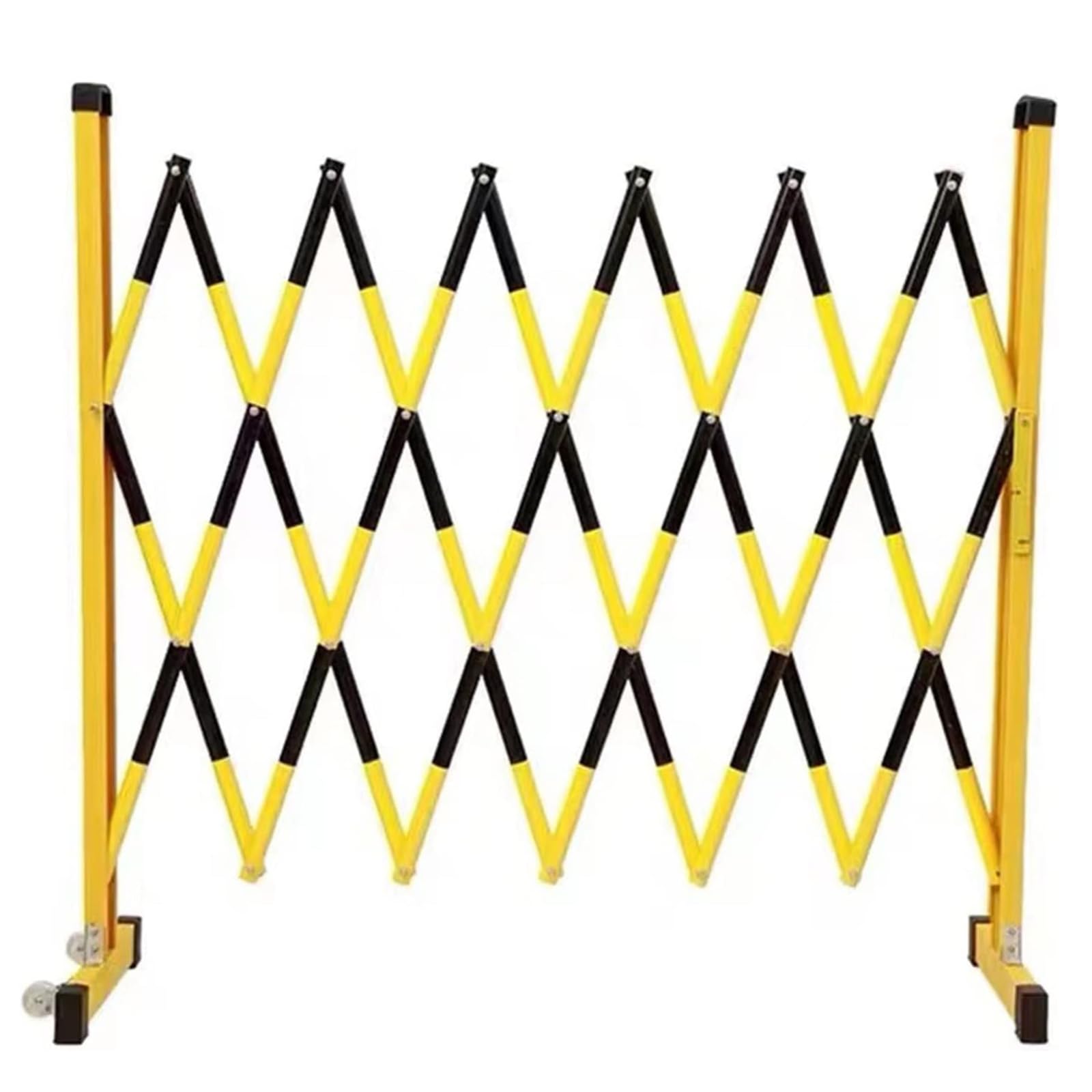 LWJSOCP Retractable Metal Barricade Mobile Safety Barrier Gate, Foldable Safety Barricade Portable Retractable Traffic Fence with 2 Wheels, for Temporary Traffic Contro，9.8ft