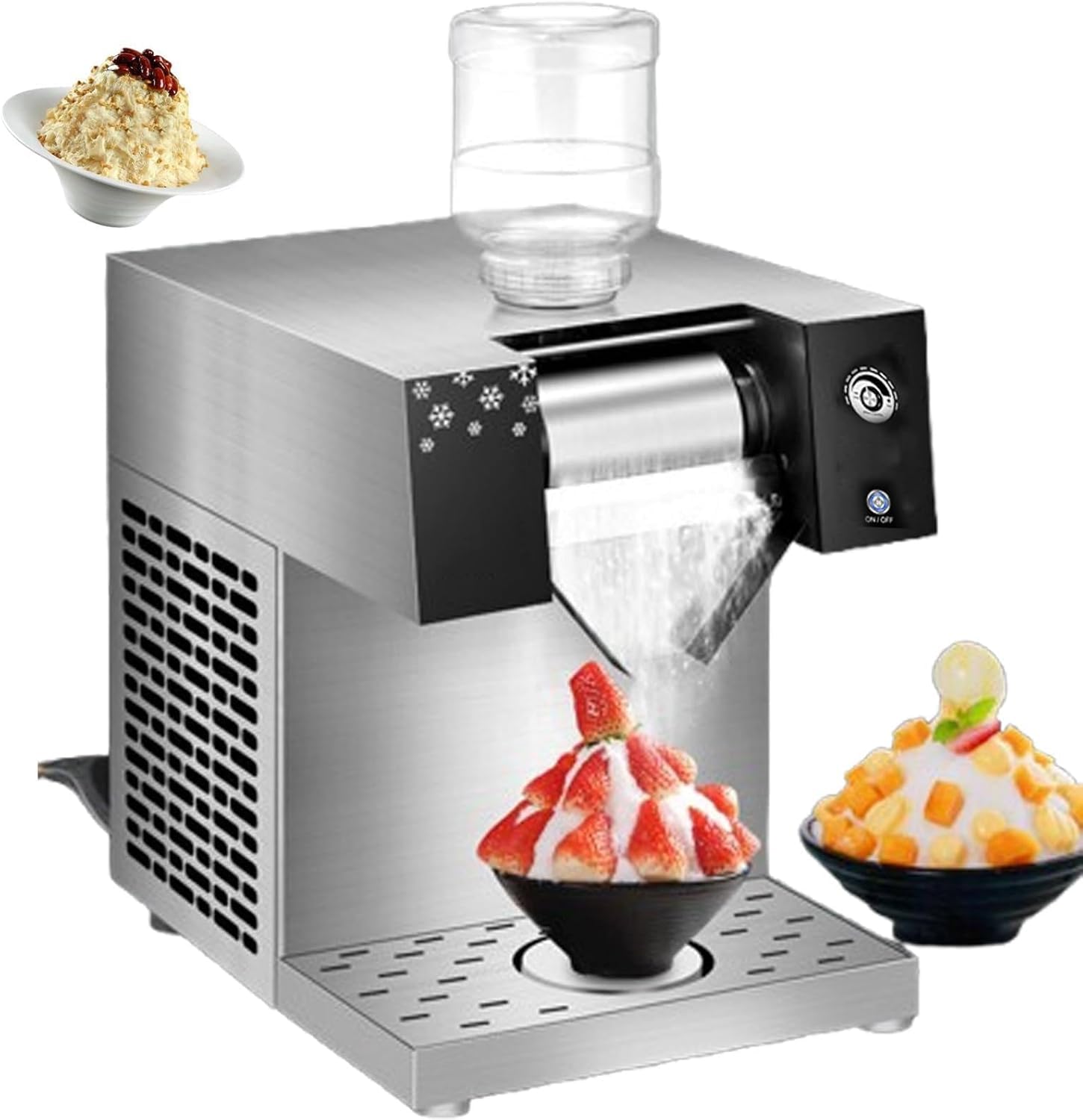 Maszyna Do Golenia Lodu Szybka Maszyna Do Lodu Zajmuje Tylko 3 Sekundy Regulowana Grubość Kruszarka Do Lodu Stale Chłodzona Golarka Bingsu, 100kg/600W