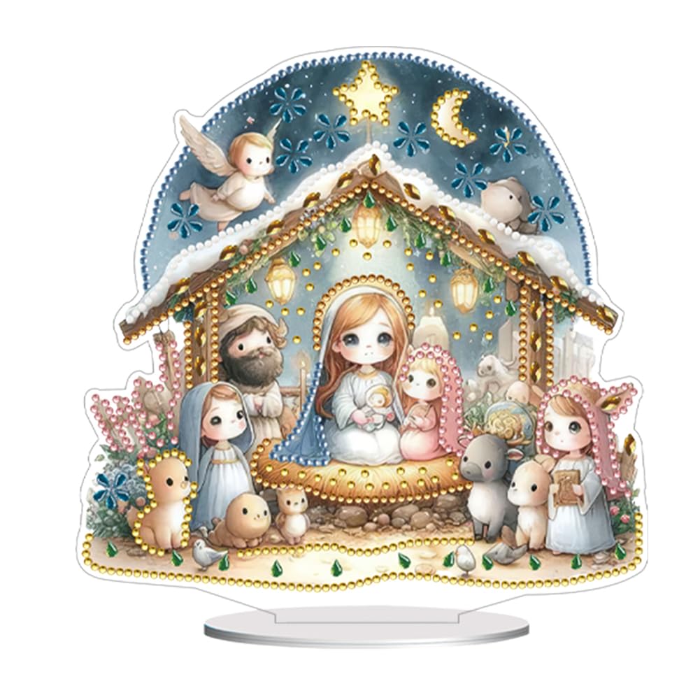5D DIY Special Shape Easter Diamond Painting Tabletop Ornament Kits, Diamond Art Table Top Acrylic Decorations for Beginner, Diamond Painting Desktop Decors for Home Office-03