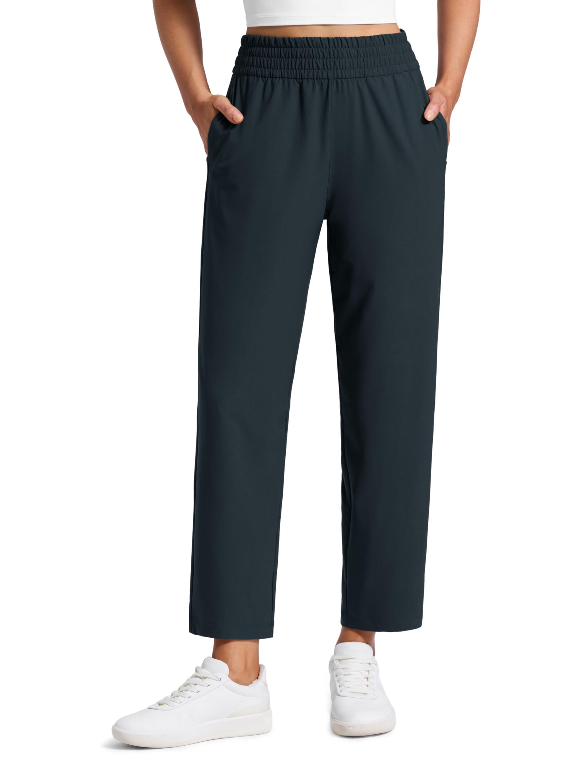 CRZ YOGA Drapey Pantalon Effilé Cheville 69cm | Léger, Voyage, Fluide, Longueur 7/8, avec Poches, pour Femme