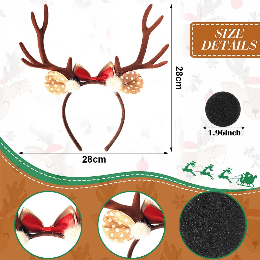 WFKKMEQ Reindeer Costume Set, 2Pcs Tutu Skirt with Antler Headband, Deer Headband Costume Sets - Image 2