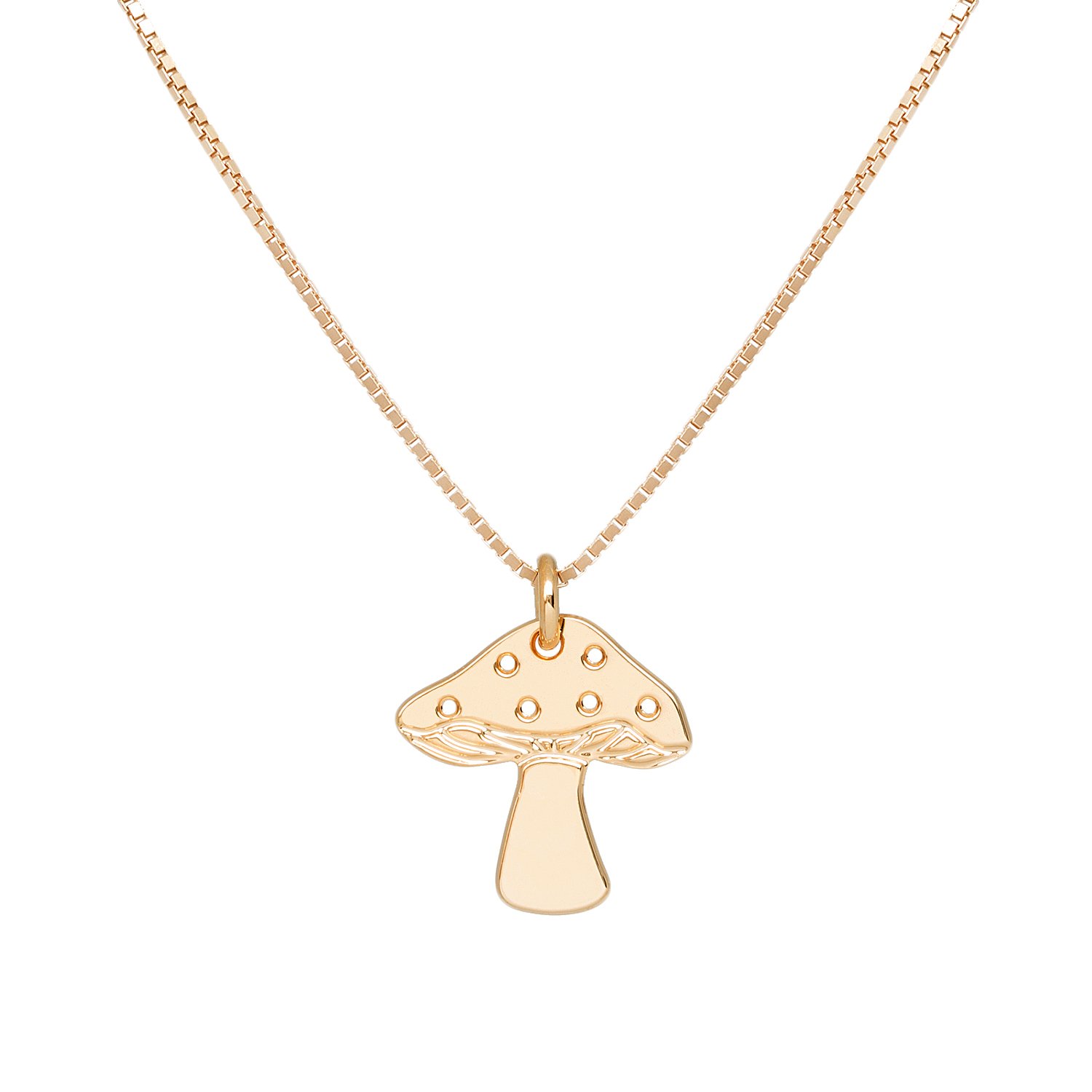 Malaika Raiss N3184 Women's Gold Mushroom Pendant - Cute Chain Magic Mushroom 24 Carat High-Gloss Gold-Plated