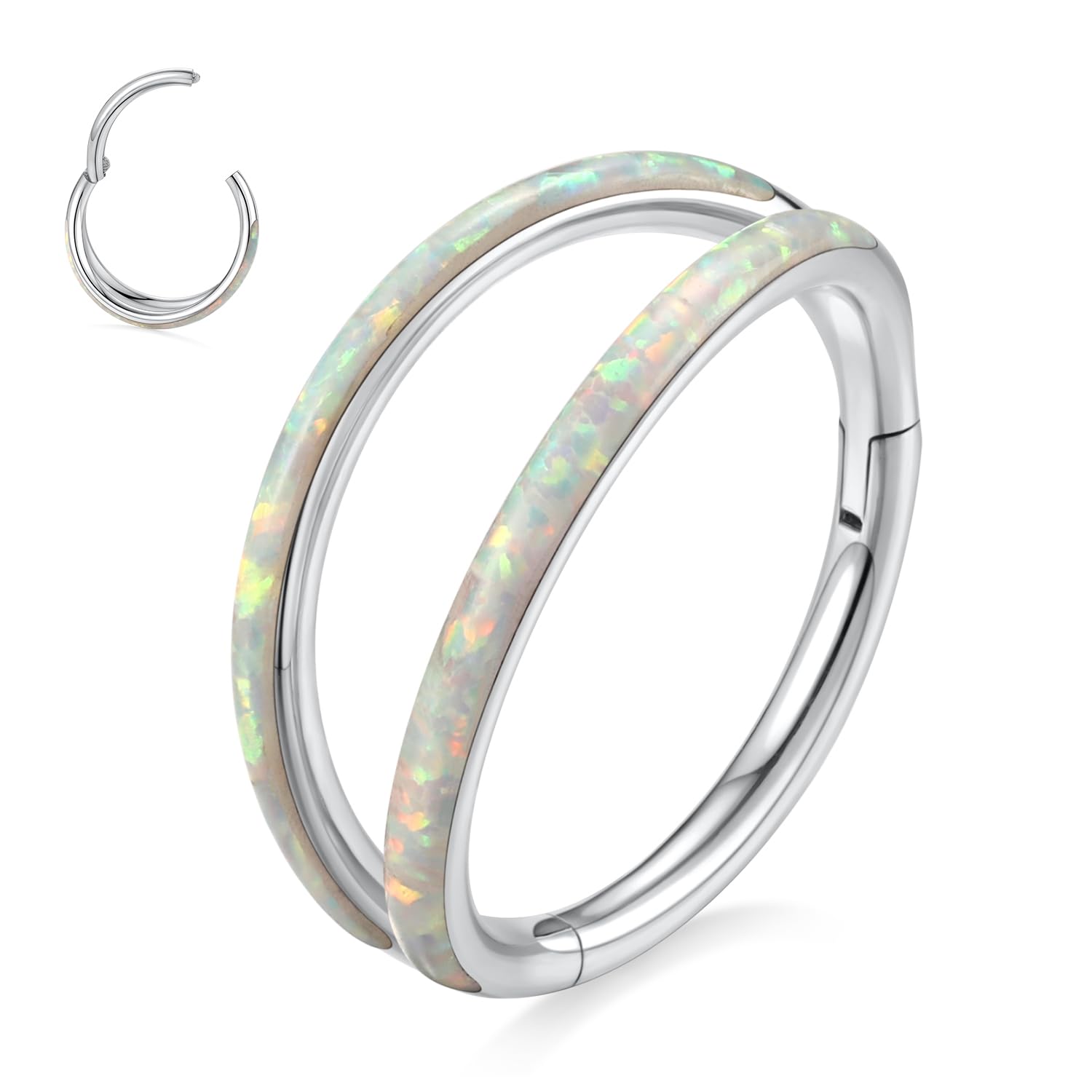 hengkaixuan Triple Double Nose Hoop Ring Sleeper Hoop Earring Helix Rook Conch Cartilage Daith Tragus Earrings Septum Ring Lobe Nose Piercing Jewellery for Women — view 43