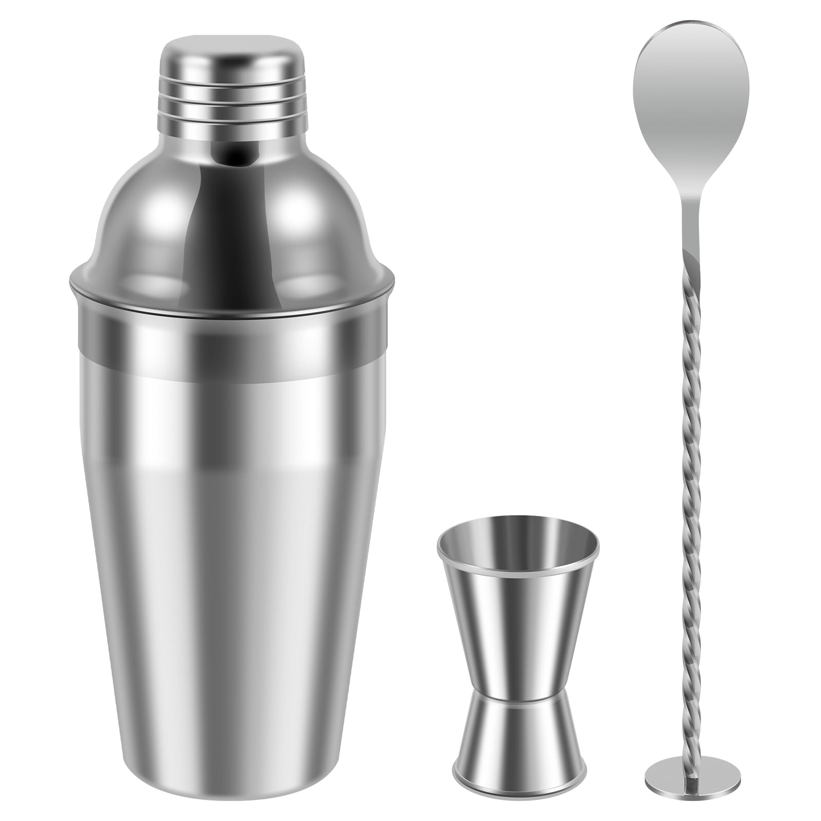 25oz Cocktail Shaker Bar Set Martini Drink Shaker with Built-in Strainer, Measuring Jigger & Bar Mixing Spoon, Stainless Steel Shaker Bottle Professional Bar Tools Drink Mixer Set Bartender Kit