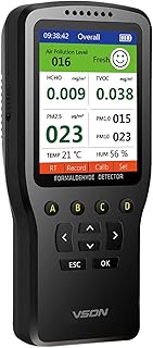 Air Quality Monitor Indoor ,Formaldehyde Detector, Temperature & Humidity Meter, Tester,Sensor, with PM2.5/PM10/ PM1.0/ HCHO Real-Time Data (Charger Included)