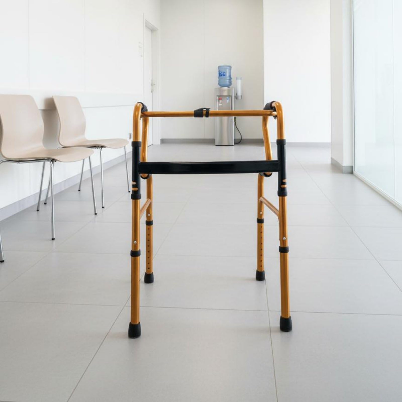 Ajustable Barra de Asistencia Marco de Caminata Bastón de Rehabilitación de Aluminio Altura Regulable Plegable para Estabilidad al Caminar Cuidado en, Amarillo