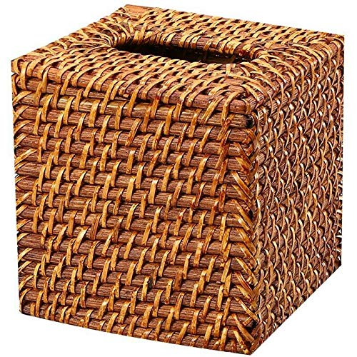 Generic American Design Rattan Handmade Tissue Box Woven Square Trays Bottomless De Y9V5