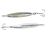 2pcs Fish WOW!® Fishing 10oz Mylar Holographic Laser jigs + Diamond Jigs Chrome Silver jig with a Treble Hook Nickel Finish Saltwater