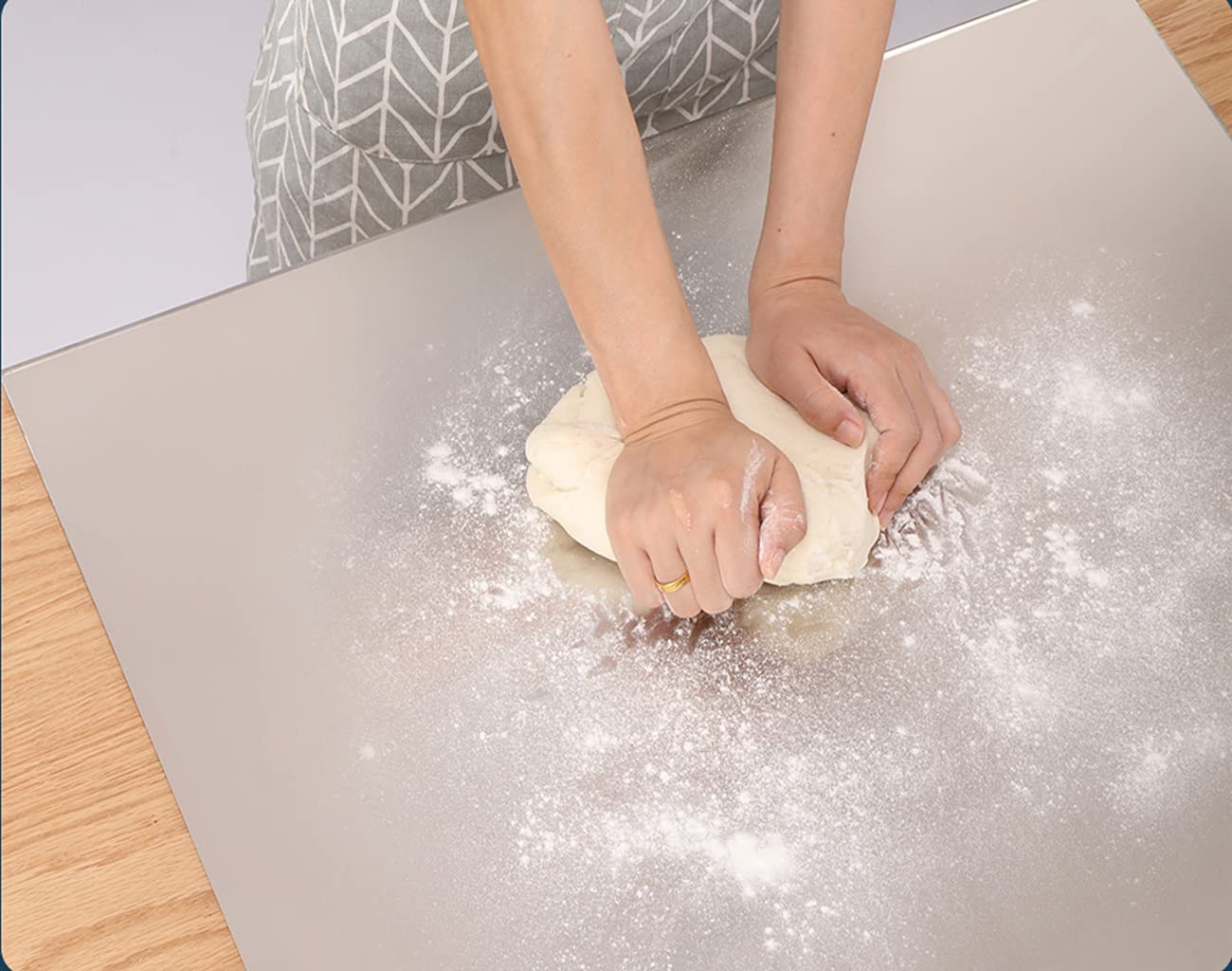 Stainless Steel Cutting Board with Lip, 32â€_x009d_ x 20â€_x009d_ Extra Large Chopping Board Kneading Board Noodle Boards Stove Top Cutting Board Pastry Board Baking Board with Rolling Pin