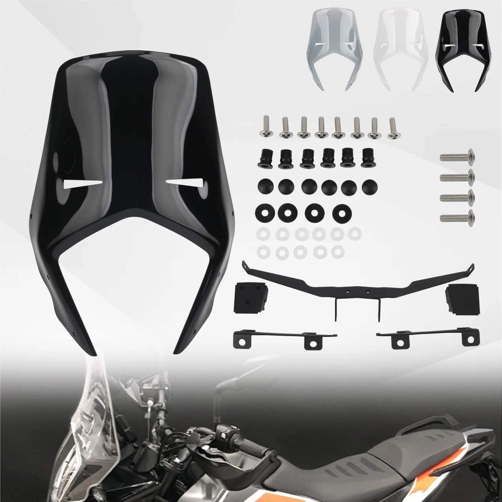 Przednia szyba motocyklowa Pasuje Do Rajdowych Osłon Szyby Przedniej Fairing Akcesoria Moto Adventure Szyba Przednia Motocykl Z Tworzywa Sztucznego(GRAY)