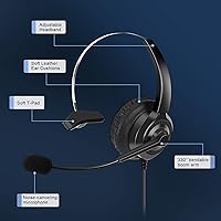 Vista 2 de AGPtek teléfono auricular monoaural, con cable, cancelación del ruido, centro de llamadas, manos libre y micrófono de karaoke inalámbrico portátil