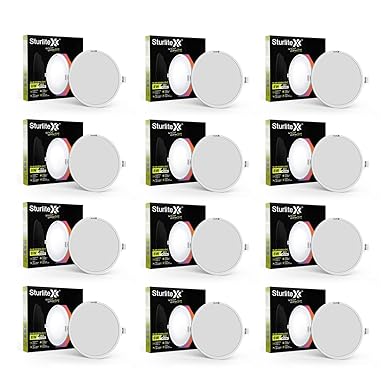 Sturlite Dex 8W Round LED Downlight|Cool White Color Temperature (6.5k)|Cut-Out 4 Inc|1500 Lumens Recessed Panel & Surge Protection Ceiling Light for Multiple Usage - (Pack of 12)