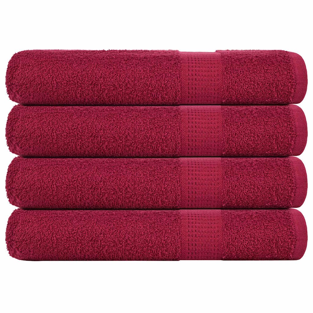 Saunatücher FROGN 4 Stück Bordeaux 80x200 cm 360 g/m² Baumwolle saugfähig weich mit Schlaufe für Sauna, Bad, Fitness, Strand, Wellness, Reise, Hotel, Sport, Körperpflege