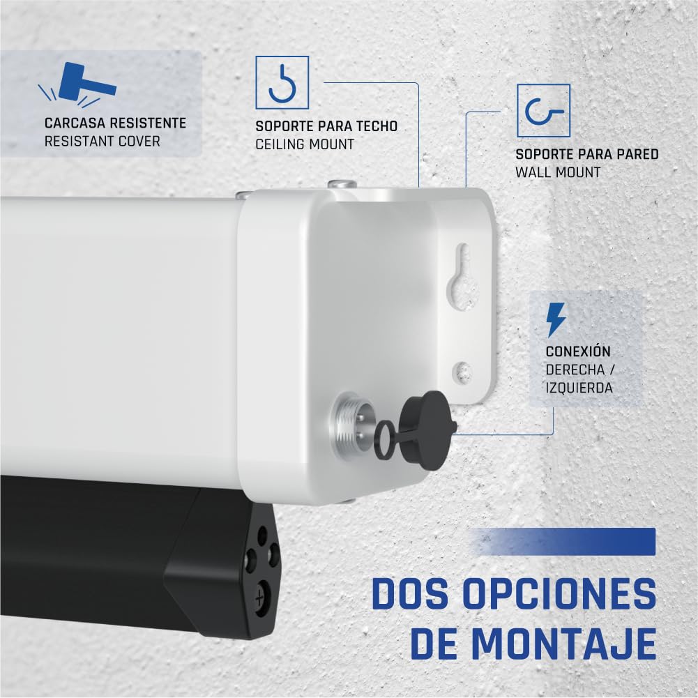 iggual Pantalla Proyección 92" Pulgadas Eléctrica Enrollable Tensionada -Panorámica 16:9 -Control de Pared y Mando Remoto Infrarrojo -Compatible hasta 8k y Cualquier Proyector(203x114 cm)