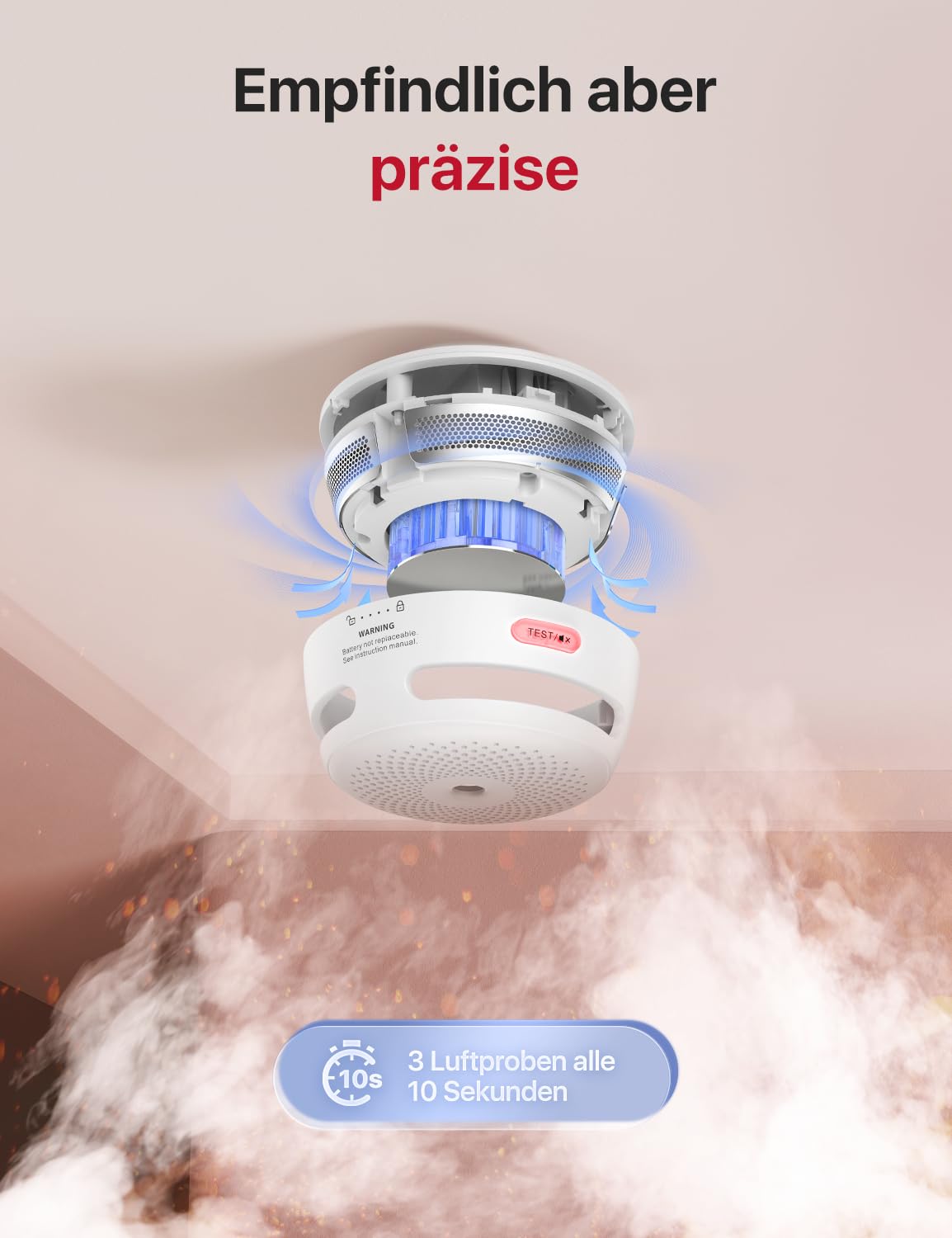 X-Sense Mini Rauchmelder mit 10 Jahre Batterie und Magnethalterung, photoelektrischer Feuermelder mit Test-/Stummschalttaste, XS01, 6 Stück