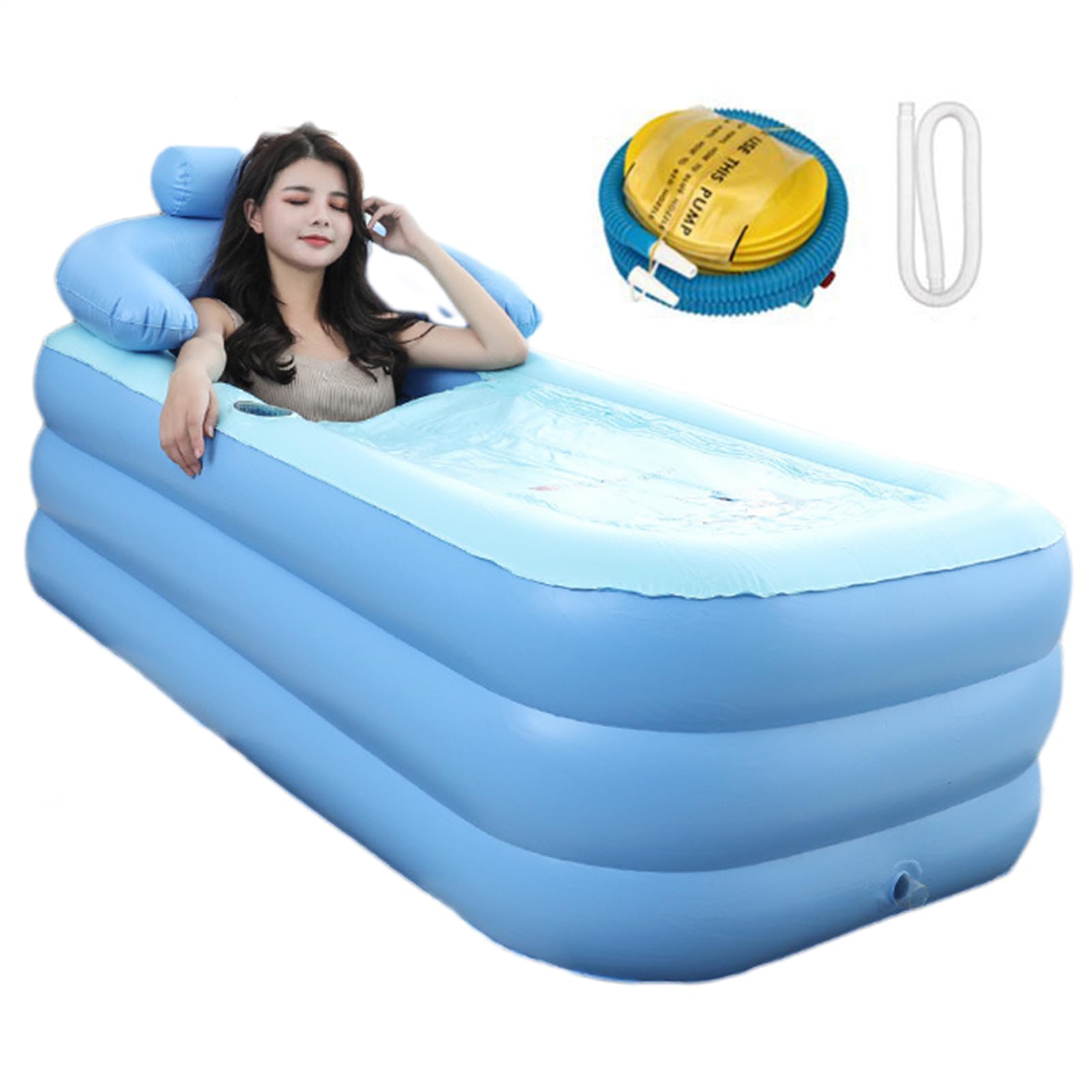 Vasca idromassaggio portatile, vasca da bagno portatile per adulti | Vasca da bagno SPA pieghevole | Piscina personale 63X33X25 pollici, vasca per immersione in acqua per adulti, recupero relax