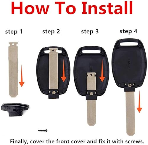 Miniatura 2 de WiCuaSix Funda de repuesto para mando a distancia sin llave para Honda AccordCivic EXPilotCR-V (negro)