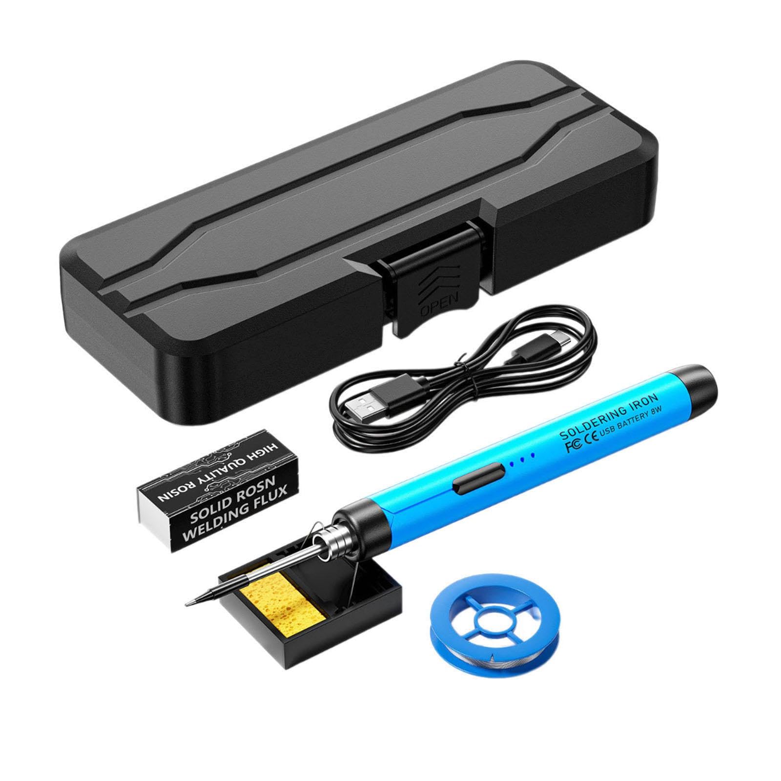 Soldador Eléctrico USB Portátil, Calentamiento Rápido, Ligero, Herramienta de Soldadura, Mantenimiento Inteligente, Azul