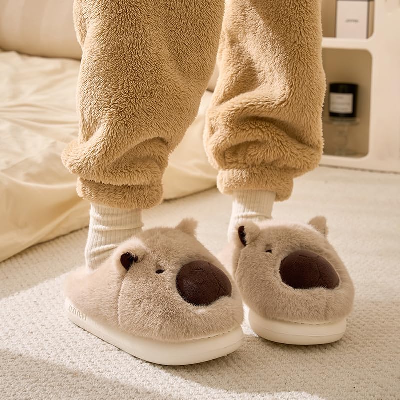 Capybara Slippers for Women Men, Home Couple Plush Warm Slippers, Cute Warm Thick Capybara Slippers for Winter4