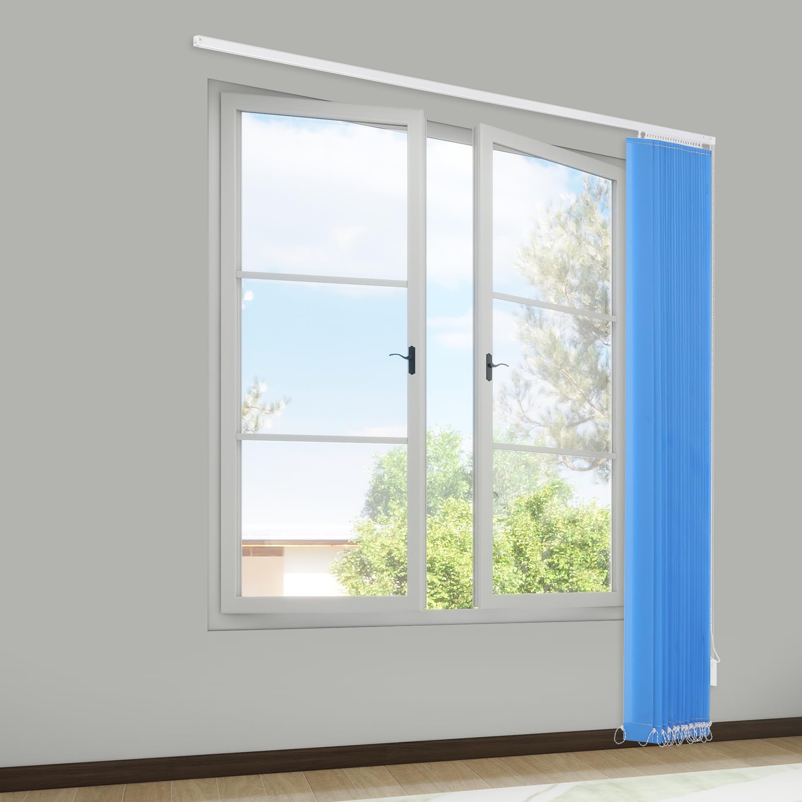 180x200cm Store à Lamelles pour Maison et Bureau, Fibre de Polyester et Alliage D'aluminium, Store Vertical Interieur, Matériel Montage Inclus, Protection de La Vie Privée (Bleu)