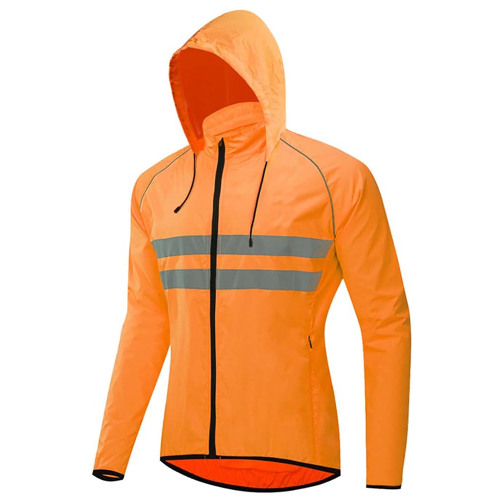 Męska lekka kurtka rowerowa High Vis, oddychająca, kurtka rowerowa, kurtka rowerowa Mtb, kurtka przeciwdeszczowa do biegania, wędrówek pieszych i spacerów,Orange-CHN4XL/EUR3XL