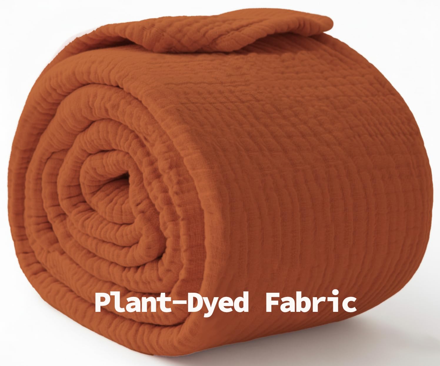 KyraHome Manta de algodón 100% orgánico de 60 x 80 Pulgadas para sofá, Adulto, prelavada, teñida con Plantas, Transpirable, Ligera y Suave, para Todas Las Estaciones (Terracota)