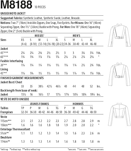 Miniatura 2 de McCall's Moto - Kit de patrón de costura unisex para chaqueta, código M8188, tallas XS a XL, multicolor