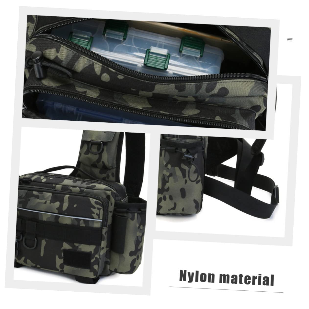 Borsa per Canne da Pesca in Nylon, Tracolla Regolabile, Compatta | Festa Estiva, Organizer Portatile per Lenze e Ganci, Pratico per Pesca, Poliestere e Nylon