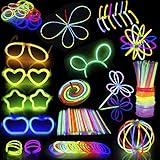 448 Glow Sticks Bulk; 200 Glowsticks 8' Light up in 7 Colors Glow in the Dark Necklaces, Bracelets...