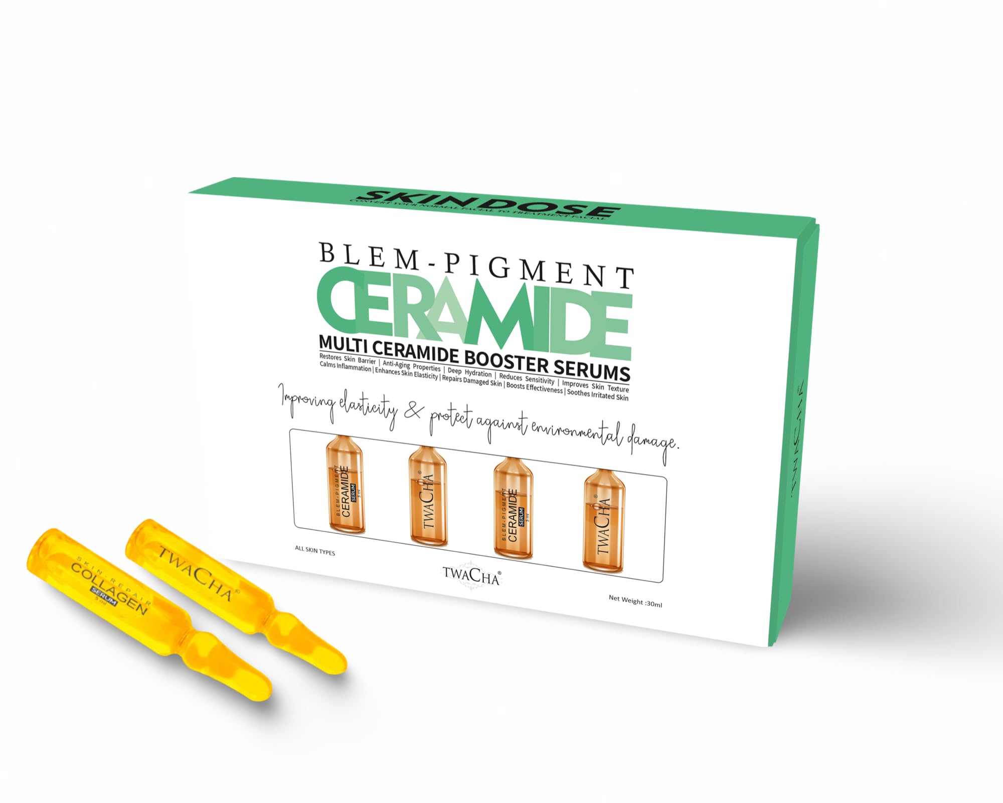 Twacha Skin Dose Blemish & Pigmentation Multi-Ceramide Booster Serum Ampoules | With Ceramide & Vitamin E | Daily Use | Lightweight Texture | Pack of 6 Ampoules (5ml Each) 2