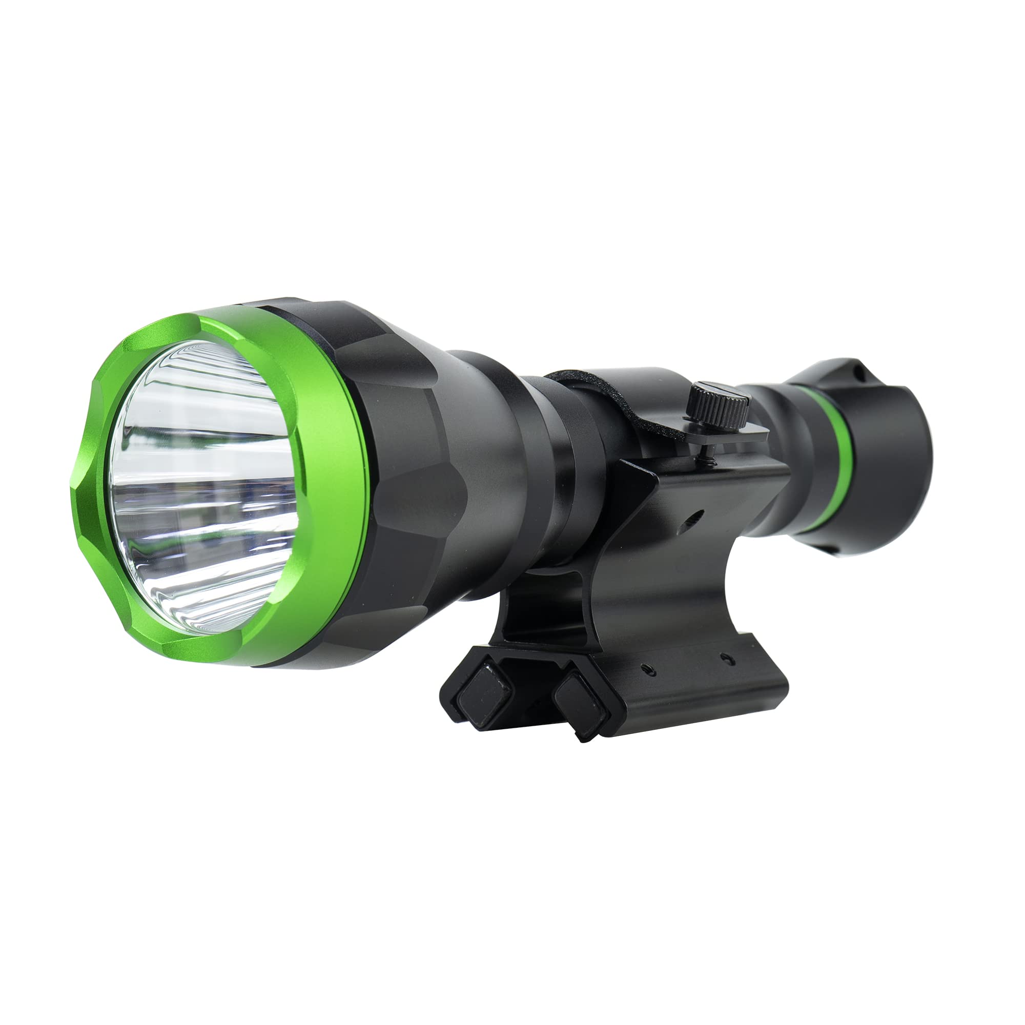 PNI Adventure F750 Green Light Aluminum Flashlight Package FLM33 Magnetic mounting Bracket, Black and Green