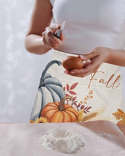 Miniatura 8 de Delantal de camarera con estampado de patas con 3 bolsillos, delantal de servidor de madera verde azulado marrón beige, delantal de cocina para