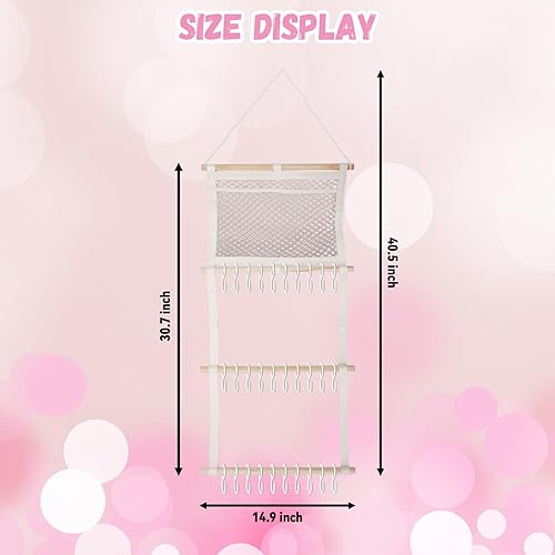 Miniatura 5 de Organizador de lazo para niñas, soporte para diadema para bebé, niñas, con bolsa de malla, colgador de lazo para habitación del bebé, decoración