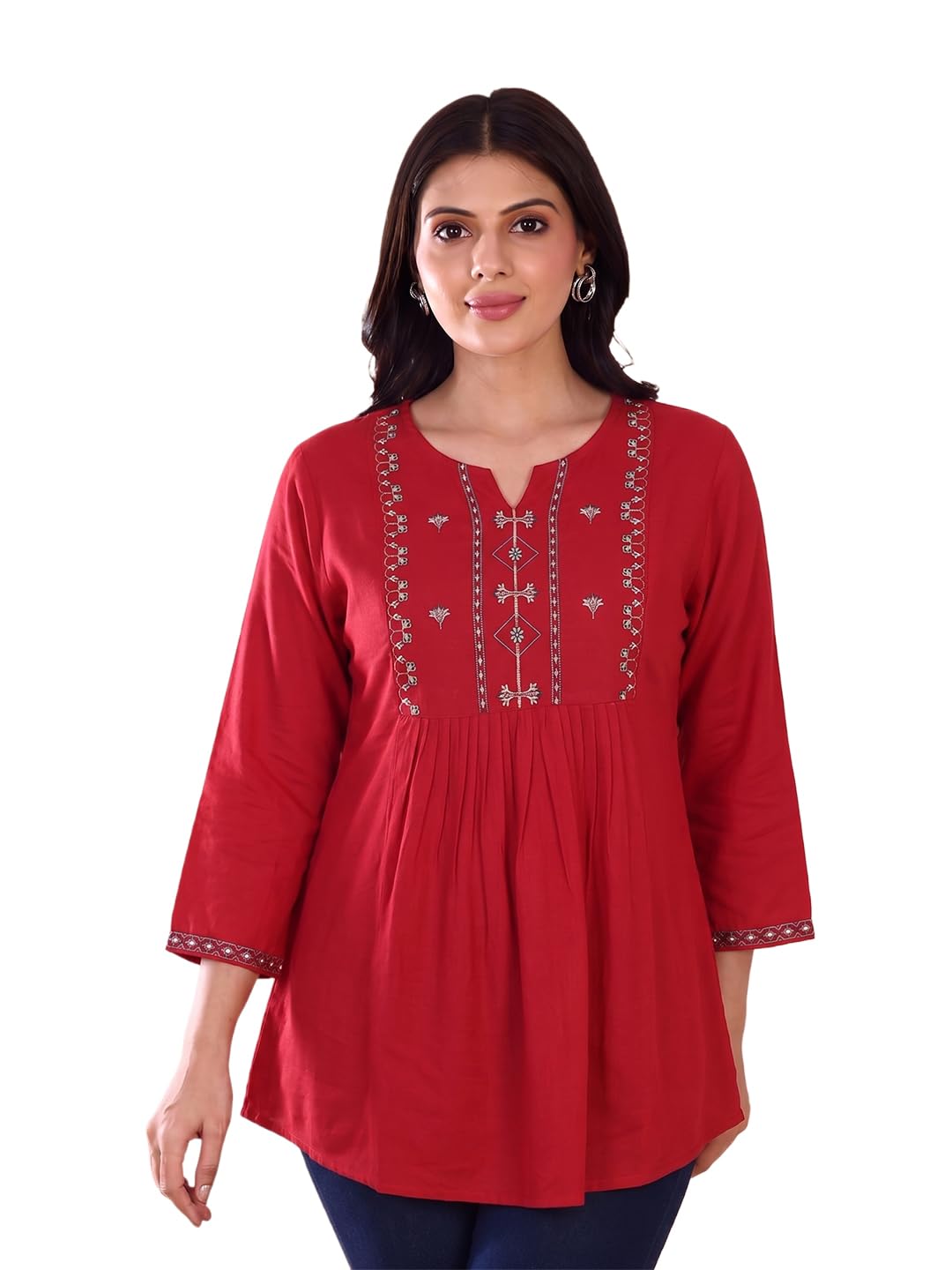 lyra Women 438 Embroidered Tunic Top | Intricate Embroidery | 100% Rayon Fabric | Soft & Comfortable Fit | Casual & Ethnic Wear for Women-picture-21