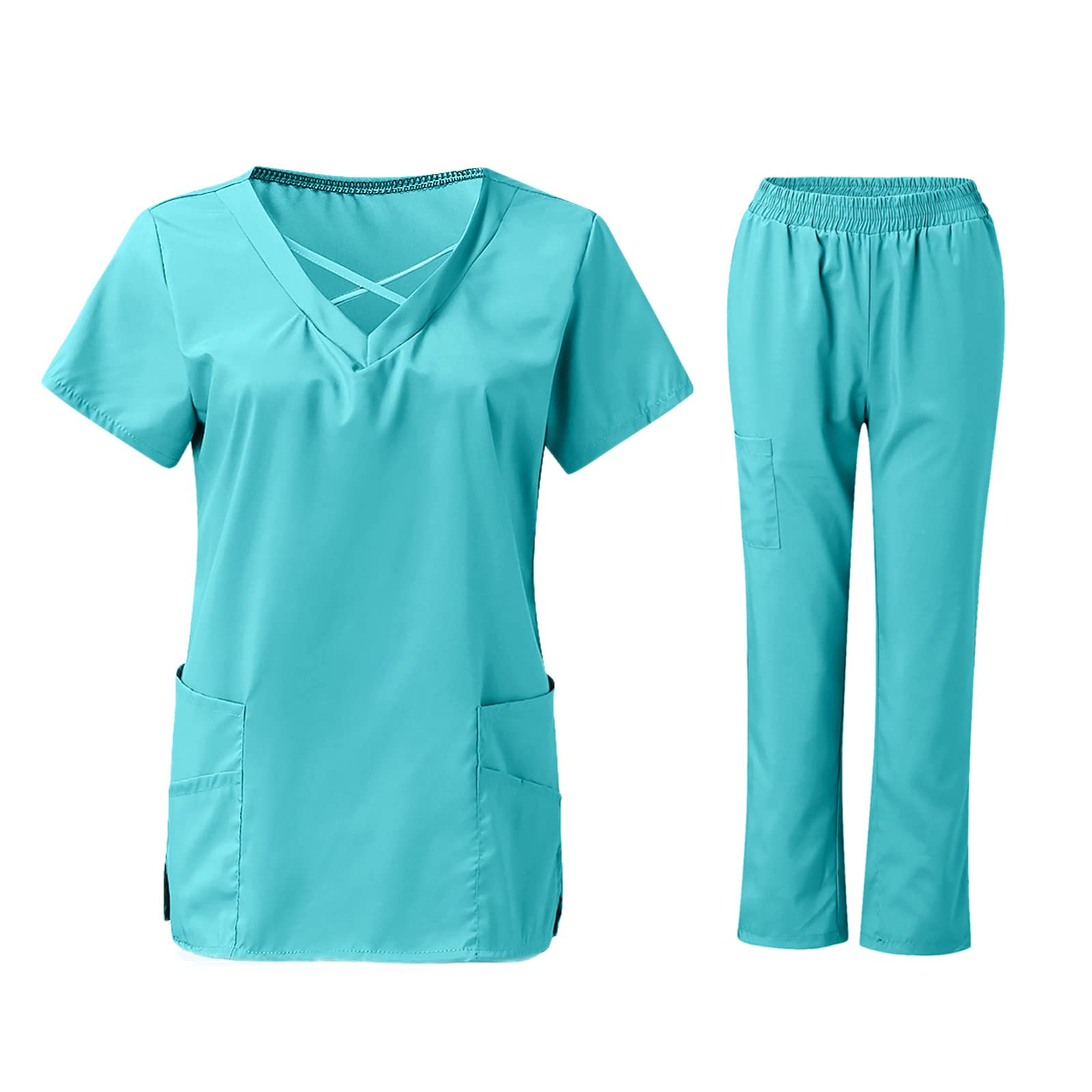 Fulidngzg Uniforme Estetica Mujer, Uniforme Sanitario Cocinero Veterinaria Uniforme Enfermera Clinicas Dentista Casacas Unisex Uniforme Estetica Pantalon Y Blusa Uniforme Limpieza Casaca Sanitaria Conjunto